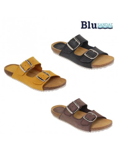 Sandalia Plana piel Blu Sandal